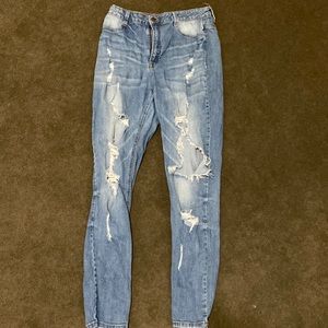 Fashion nova ripped skinny jeans high waisted size 15